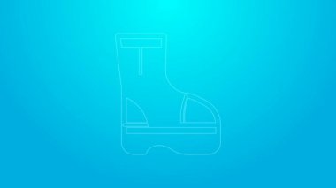 Pembe çizme çizmeleri mavi arkaplanda izole edilmiş. 4K Video hareketli grafik canlandırması