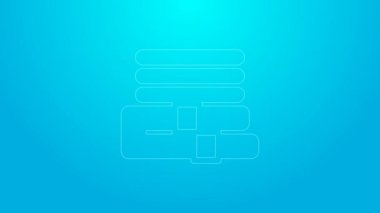 Pembe çizgi havlu yığını simgesi mavi arkaplanda izole edildi. 4K Video hareketli grafik canlandırması