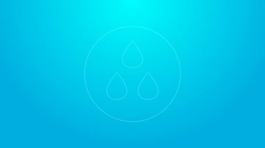 Pembe çizgi su bırakma simgesi mavi arkaplanda izole edildi. 4K Video hareketli grafik canlandırması