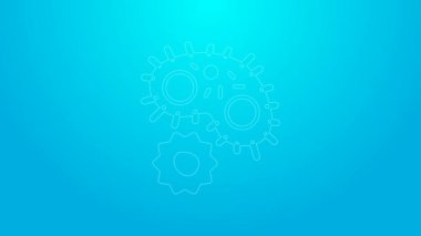 Pembe çizgi Virüs simgesi mavi arkaplanda izole edildi. Corona virüsü 2019-nCoV. Bakteri ve mikroplar, hücre kanseri, mikrop, mantar. 4K Video hareketli grafik canlandırması