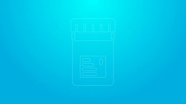 Pembe çizgi Biyolojik olarak aktif katkı simgesi mavi arkaplanda izole edilmiş. 4K Video hareketli grafik canlandırması