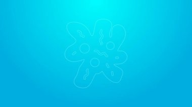 Pembe çizgi hücre simgesi mavi arkaplanda izole edildi. 4K Video hareketli grafik canlandırması