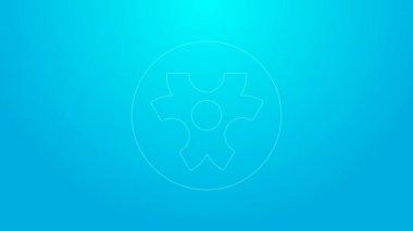 Pembe çizgi Biyolojik Tehlike sembolü simgesi mavi arkaplanda izole edilmiş. 4K Video hareketli grafik canlandırması