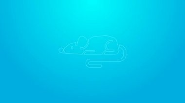 Pembe çizgi deneysel fare simgesi mavi arkaplanda izole edildi. 4K Video hareketli grafik canlandırması