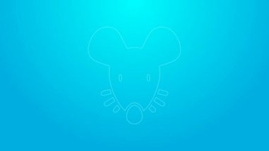 Pembe çizgi deneysel fare simgesi mavi arkaplanda izole edildi. 4K Video hareketli grafik canlandırması