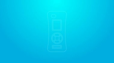 Pembe çizgi uzaktan kontrol simgesi mavi arkaplanda izole edildi. 4K Video hareketli grafik canlandırması