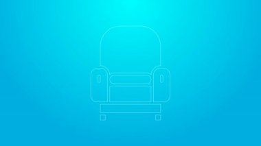 Mavi arkaplanda pembe çizgi Kol Sandalyesi simgesi izole edildi. 4K Video hareketli grafik canlandırması