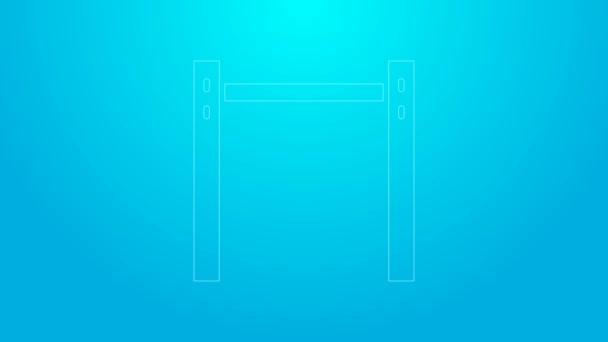 Rosa línea Sport icono de barra horizontal aislado sobre fondo azul. Animación gráfica de vídeo 4K — Vídeos de Stock