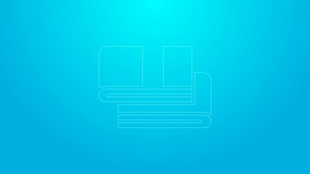 Rosa Linie Handtuchstapelsymbol isoliert auf blauem Hintergrund. 4K Video Motion Grafik Animation — Stockvideo