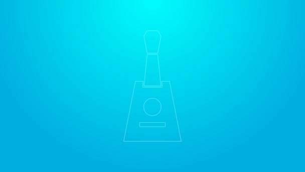 Rosa linje Musikinstrument balalaika ikon isolerad på blå bakgrund. 4K Video motion grafisk animation — Stockvideo