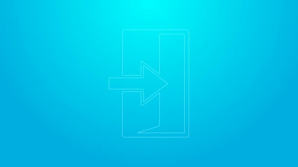 Rosa linje Fire exit ikon isolerad på blå bakgrund. Avfyra akutikonen. 4K Video motion grafisk animation — Stockvideo