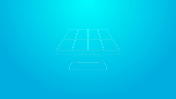 Różowa linia Ikona panelu energii słonecznej izolowana na niebieskim tle. 4K Animacja graficzna ruchu wideo — Wideo stockowe