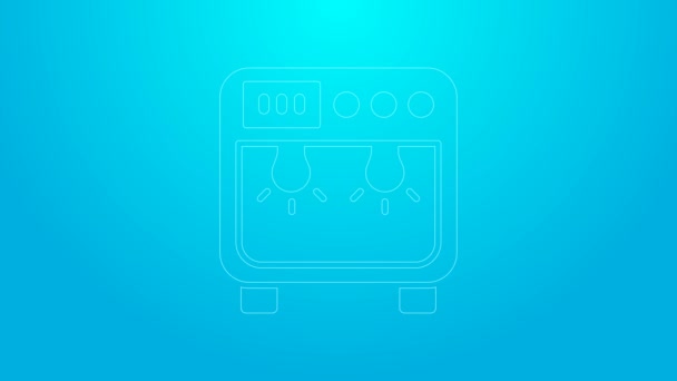 Linea rosa icona della scatola di biosicurezza isolato su sfondo blu. Animazione grafica 4K Video motion — Video Stock