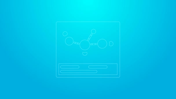 Linie roz Pictograma formulă chimică izolată pe fundal albastru. Hexagon abstract pentru medicina inovării, sănătate, cercetare și știință. 4K Animație grafică în mișcare video — Videoclip de stoc