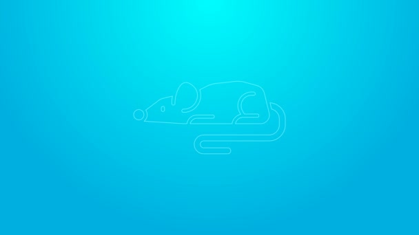Rosa linje Experimentell mus ikon isolerad på blå bakgrund. 4K Video motion grafisk animation — Stockvideo
