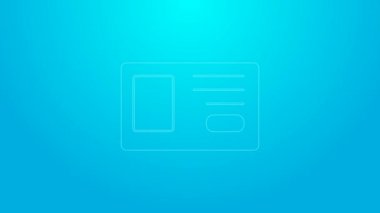 Mavi arkaplanda pembe çizgi tanımlama simgesi var. Sunum için, şirketin kimliği için, reklam için kullanılabilir. 4K Video hareketli grafik canlandırması