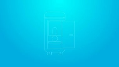 Tren vagonundaki pembe tuvalet mavi arka planda izole edilmiş. 4K Video hareketli grafik canlandırması