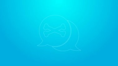 Pembe çizgi konum korsan simgesi mavi arkaplanda izole edildi. 4K Video hareketli grafik canlandırması