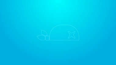 Mavi arka planda izole edilmiş baş simgesi için pembe çizgi korsan bandanası. 4K Video hareketli grafik canlandırması