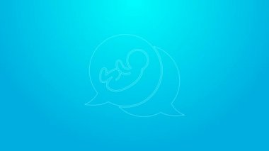 Pembe çizgi bebek simgesi mavi arkaplanda izole edildi. 4K Video hareketli grafik canlandırması