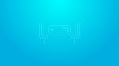 Pembe çizgi poker masası simgesi mavi arkaplanda izole edildi. 4K Video hareketli grafik canlandırması