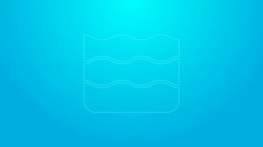 Pembe çizgi dalga ikonu mavi arkaplanda izole edildi. 4K Video hareketli grafik canlandırması