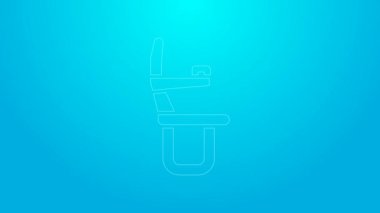 Pembe çizgi uçak koltuğu ikonu mavi arka planda izole edildi. 4K Video hareketli grafik canlandırması