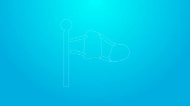 Pembe Koni Meteoroloji Rüzgâr Gülü ikonu mavi arka planda izole edilmiş. Rüzgâr Sock rüzgarın yönünü ve gücünü gösteriyor. 4K Video hareketli grafik canlandırması