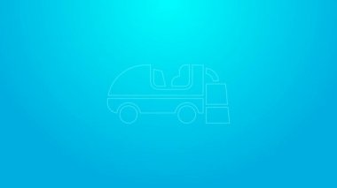 Pembe çizgi buz canlandırıcı ikonu mavi arkaplanda izole edilmiş. Buz pateni pistindeki buz yüzeyi makinesi. Buz pateni pisti ve stadyum için daha temiz. 4K Video hareketli grafik canlandırması