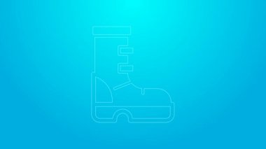 Mavi arkaplanda su geçirmez lastik bot simgesi var. Yağmurlu hava, balıkçılık, bahçe işleri için çizme. 4K Video hareketli grafik canlandırması