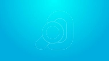 Pembe çizgi İşitme cihazı simgesi mavi arkaplanda izole edildi. Kulak ve işitme. 4K Video hareketli grafik canlandırması