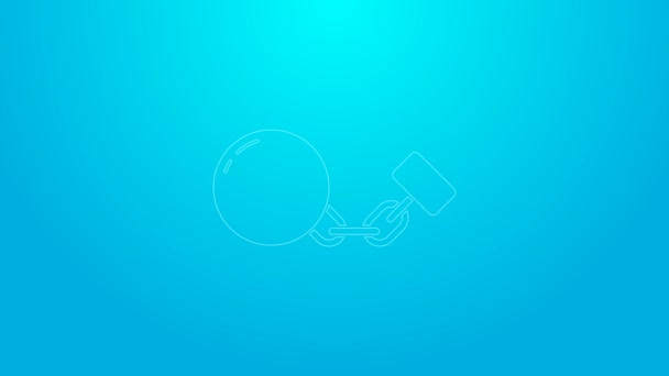 Růžová čára Koule na řetízku ikona izolované na modrém pozadí. Grafická animace pohybu videa 4K — Stock video