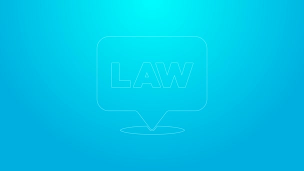 ピンクの線青の背景に隔離された位置の法律アイコン。4Kビデオモーショングラフィックアニメーション — ストック動画