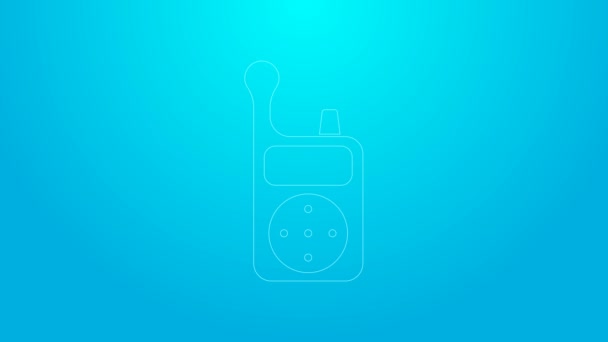 Pink line Baby Monitor Walkie Talkie icon isolated on blue background. 4K Video motion graphic animation — Stock Video