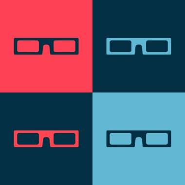 Pop Art sinema gözlüğü simgesi renk arkaplanda izole edilmiş. Vektör İllüstrasyonu.