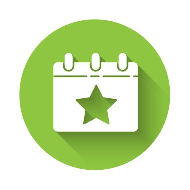 4 Temmuz tarihli Beyaz Gün takvimi uzun gölgeli izole edilmiş. ABD Bağımsızlık Günü. 4 Temmuz. Yeşil daire düğmesi. Vektör.