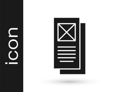 Siyah Tarayıcı pencere simgesi beyaz arkaplanda izole edildi. Vektör.