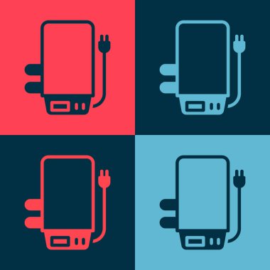 Su ikonunu ısıtmak için kullanılan elektrikli kalorifer renkli arka planda izole edildi. Vektör.