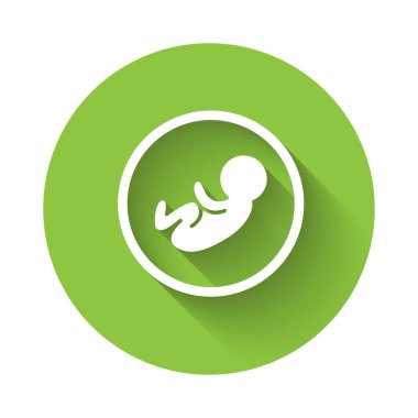 Beyaz Bebek simgesi uzun gölgeli. Yeşil daire düğmesi. Vektör.