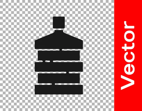 Schwarze Große Flasche Mit Klarem Wasser Symbol Isoliert Auf Transparentem — Stockvektor