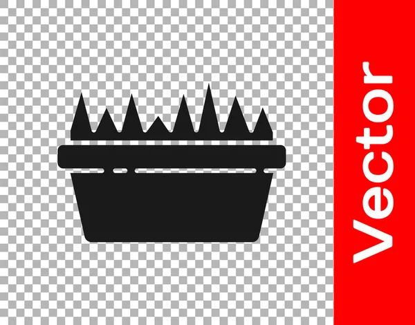 Schwarzes Frisches Gras Einem Rechteckigen Symbol Isoliert Auf Transparentem Hintergrund — Stockvektor