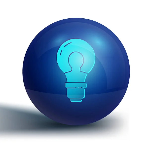 Modrá Lidská Hlava Ikonou Žárovky Izolované Bílém Pozadí Modrý Knoflík — Stockový vektor