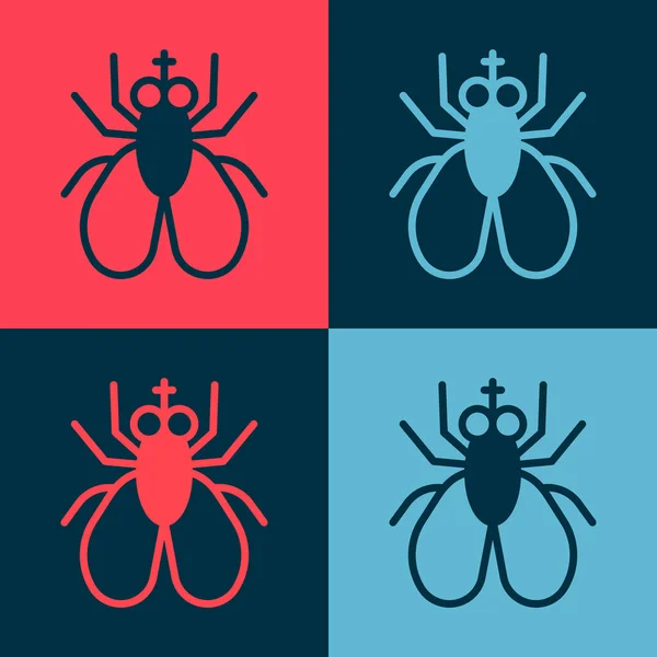 Pop Art Insect Fly Icon Isolated Color Background Vector — Stock Vector