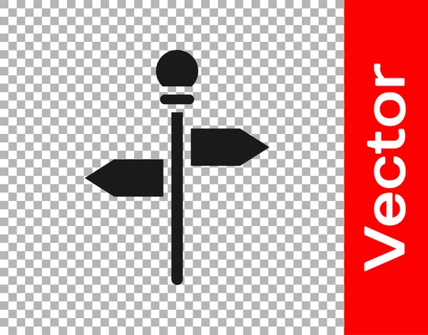 Black Road Traffic Sign Signpost Icon Isolated Transparent Background Pointer — Stock Vector