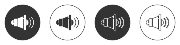 黑音音量 音频声音符号 媒体音乐图标隔离在白色背景上 圆形按钮 — 图库矢量图片