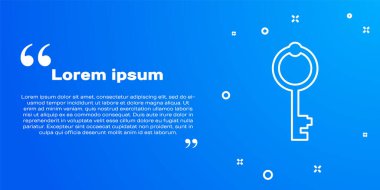 Beyaz çizgi Mavi arkaplanda eski anahtar simgesi izole edildi. Vektör.