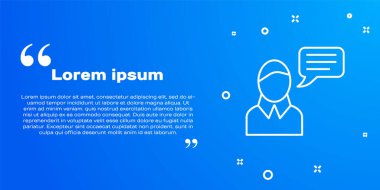 Beyaz çizgi konuşma balonu sohbet simgesi mavi arkaplanda izole edildi. İleti simgesi. İletişim ya da yorum sohbet sembolü. Vektör.