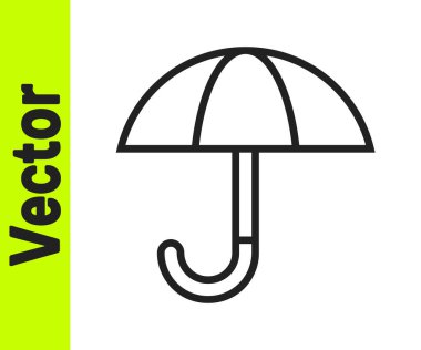 Beyaz arkaplanda izole edilmiş, siyah çizgi klasik, zarif, açık şemsiye simgesi. Yağmur koruma sembolü. Vektör.