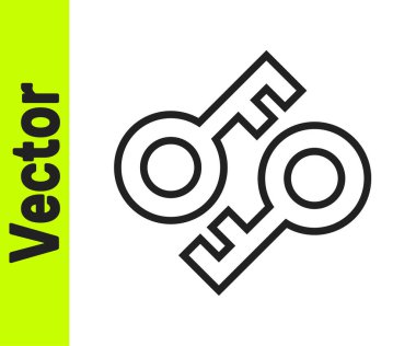 Siyah çizgi şifreleme anahtar simgesi beyaz arkaplanda izole edildi. Siber güvenlik kavramı ya da özel anahtar, teknolojik arayüzlü dijital anahtar. Vektör.