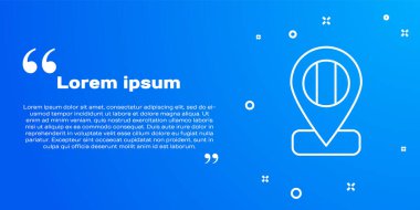 Mavi arkaplanda beyaz çizgi konum simgesi izole edildi. Vektör.